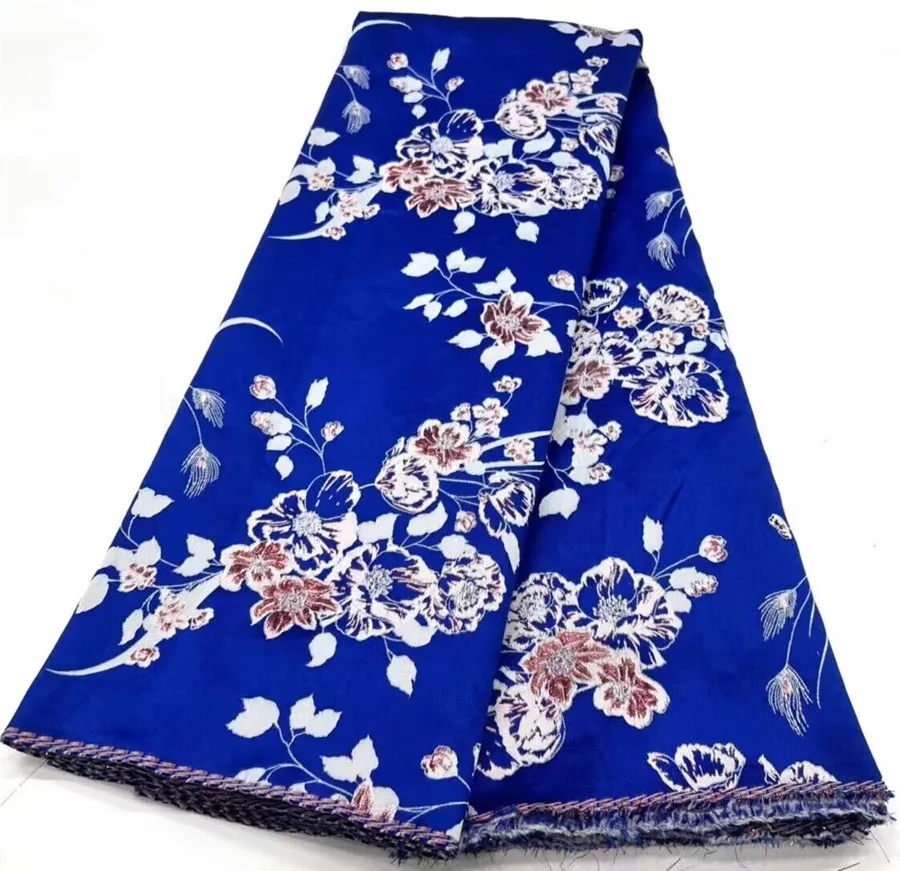 

African Brocade Jacquard Fabric Nigerian Floral Damask Material Gilding Lace Cloth Africain Brocard Tissu 5 Yard For Dress DJB48