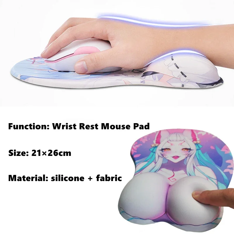 NSFW Nude 3d Nipples Sexy 3D Breast Mouse Pad League of Legends Jinx Anime Pad with Wrist Oppai Large Table Mat