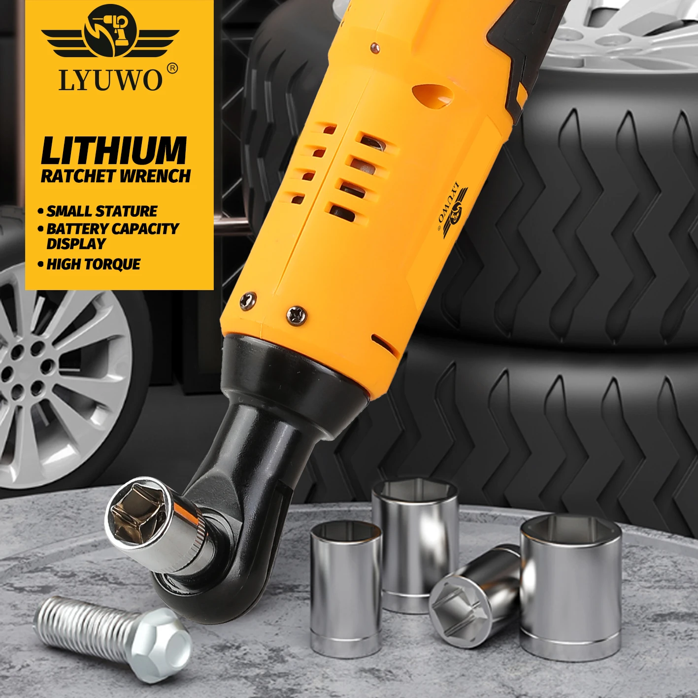 LYUWO 12V 3/8 Rechargeable Electric , Ratchet Set, Angle Drill, Screwdriver To Remove Screw Nut, Automobile Maintenance Tool 4