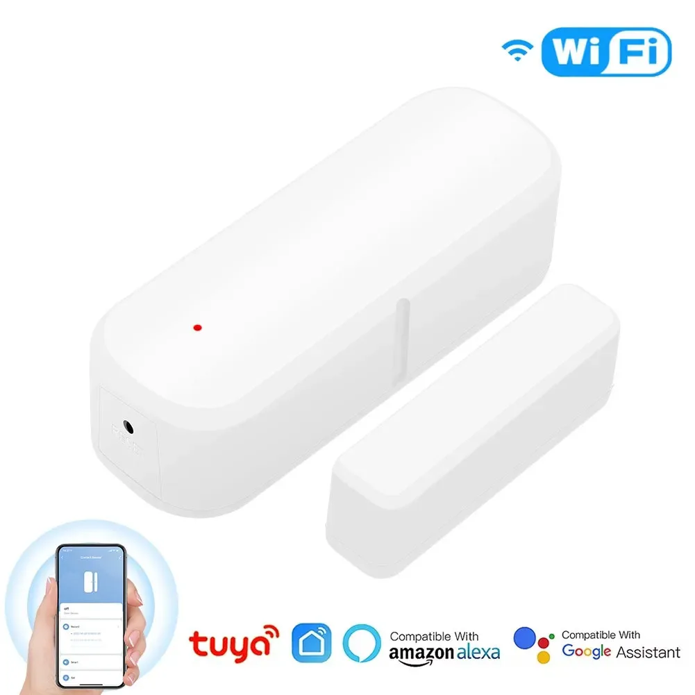 

QCTOG Tuya WiFi Door Window Sensor Smart Home Wireless Door Open / Closed Detector Smart Life Control Via Alexa Google Home