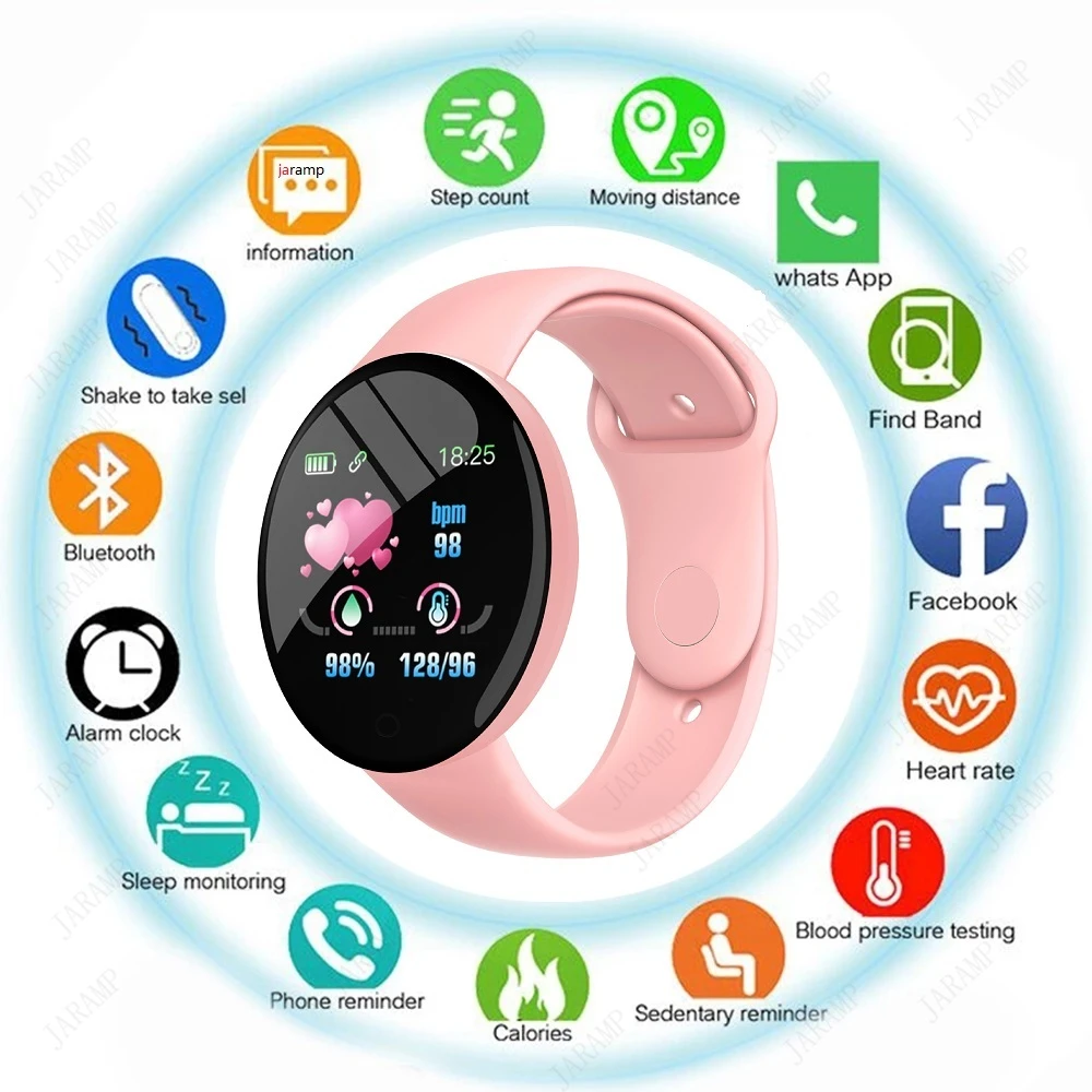 Smart Watch D18 Men's and Women's Fitness Pedometer Digital Bracelet Blood Pressure Heart Rate Detection Children's Watch