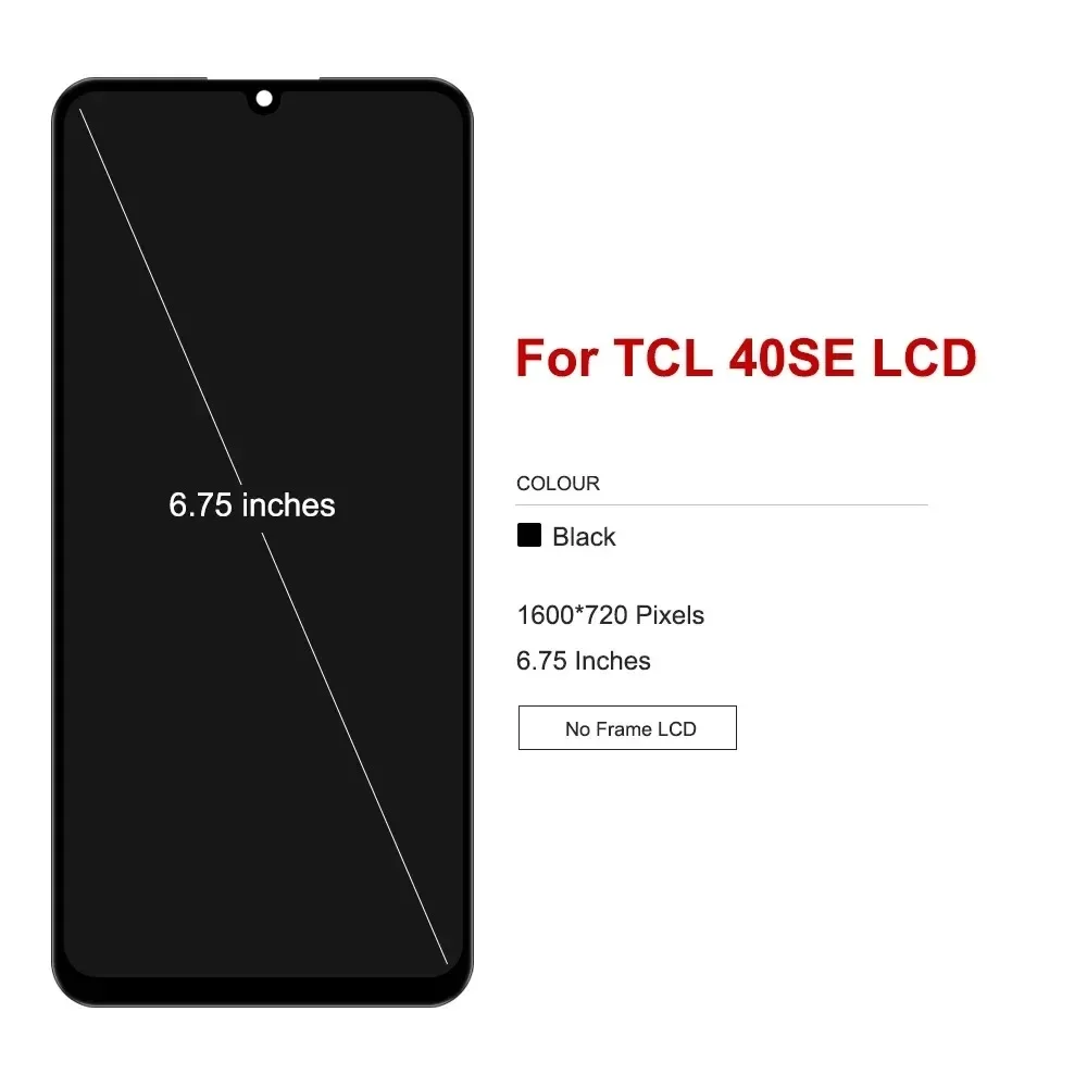 LCD 디스플레이 터치 스크린 디지타이저 어셈블리 교체 부품, TCL 40SE T610K T610 디스플레이용, 6.75 인치