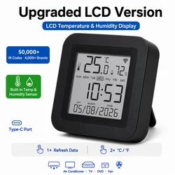 Smart WiFi - Enabled IR Remote Control with Temperature and Humidity Sensor, Voice Assistant Compatible (Upgraded LCD Version)
