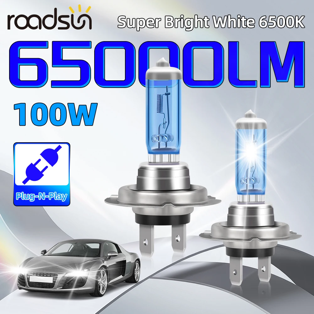 1 Pair 100W 12V Xenon Halogen Headlight 65000LM Car Fog Light Bulb 12V  6500K White H1 H4 H7 H11 H13 9005 9006 9012 Halogen Lamp - AliExpress, image size:1000x1000