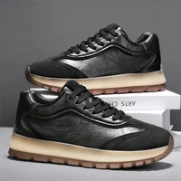 Classic Leather Casual Sneakers Men Comfortable Men's Spring Autumn Sneakers Platform Shoes Lace Up Brown Black Footwear 2025 2