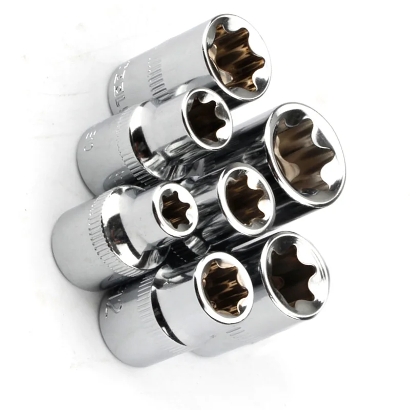 7-teiliges 3/8-Zoll-Stern-Torx-Steckschlüssel-Set Typ E (E8, E10, E11, E12, E14, E16, E18) Handwerkzeug-Adapter-Set – Detail 1