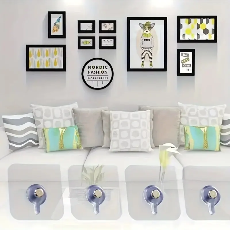 Adhesive Hooks Hanging Hooks Wall Hooks Picture Frame Hangers 10pcs Punch Free Wall Hook Heavy Duty Self-Adhesive Wall Hooks for Hanging Pictures and Frames for Home Decor and Organization