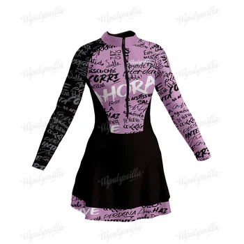Female Cycling Jumpsuit Dress Macaquinho Saia Bike Sport Competition Breathable Short Skirt Vestidinho Dress Unlined no cushion 1