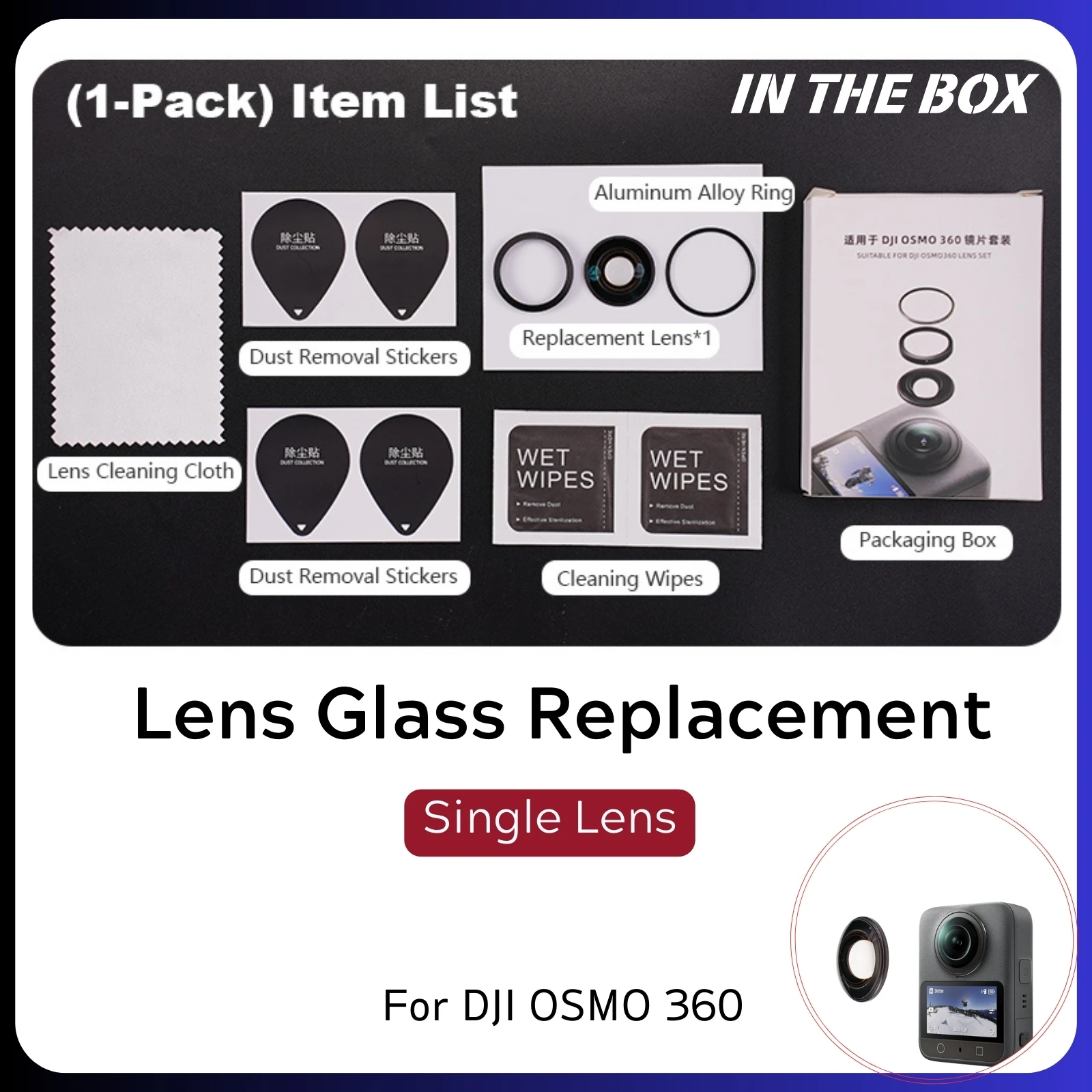 Lens Glass Replacement Kit with Aluminum Alloy Ring Mount
