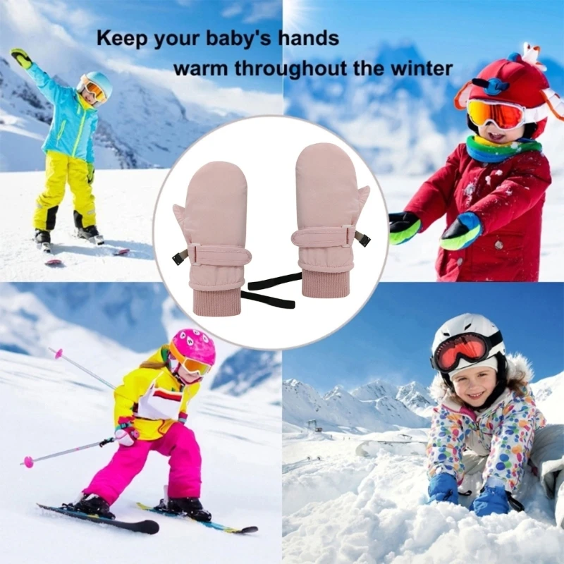 

Warm Baby Toddler Winter Ski Gloves with String Cold Weather Mittens for Boys & Girls Fleece Lined Insulated Snow Gloves