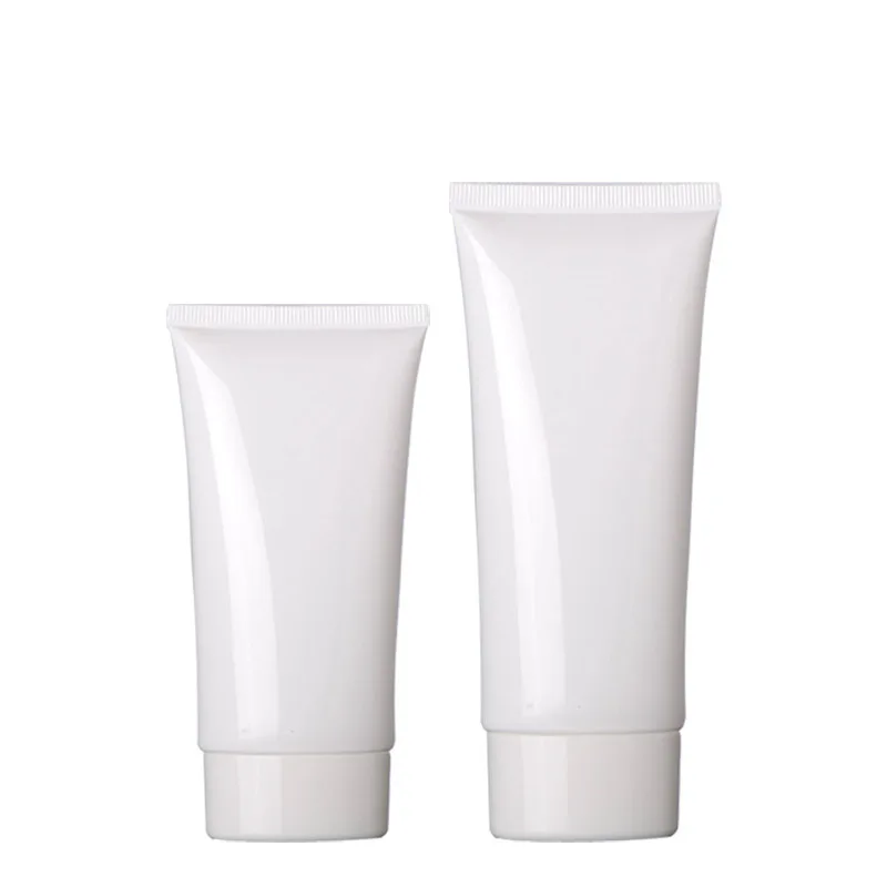 50PCs*50ML/100ML Soft Tube White Plastic Cosmetic Container Empty Facial Cleanser Packaging Hand Cream Hose Small Squeeze Bottle