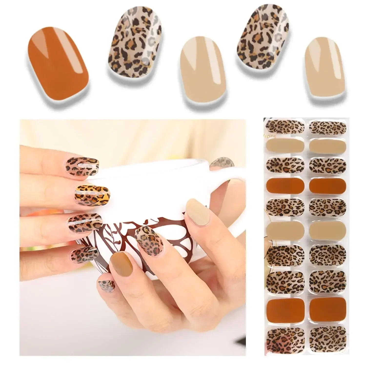 Premium Semi-Cured Nail Wraps Set - Waterproof, Long-Lasting Gel Nail Stickers