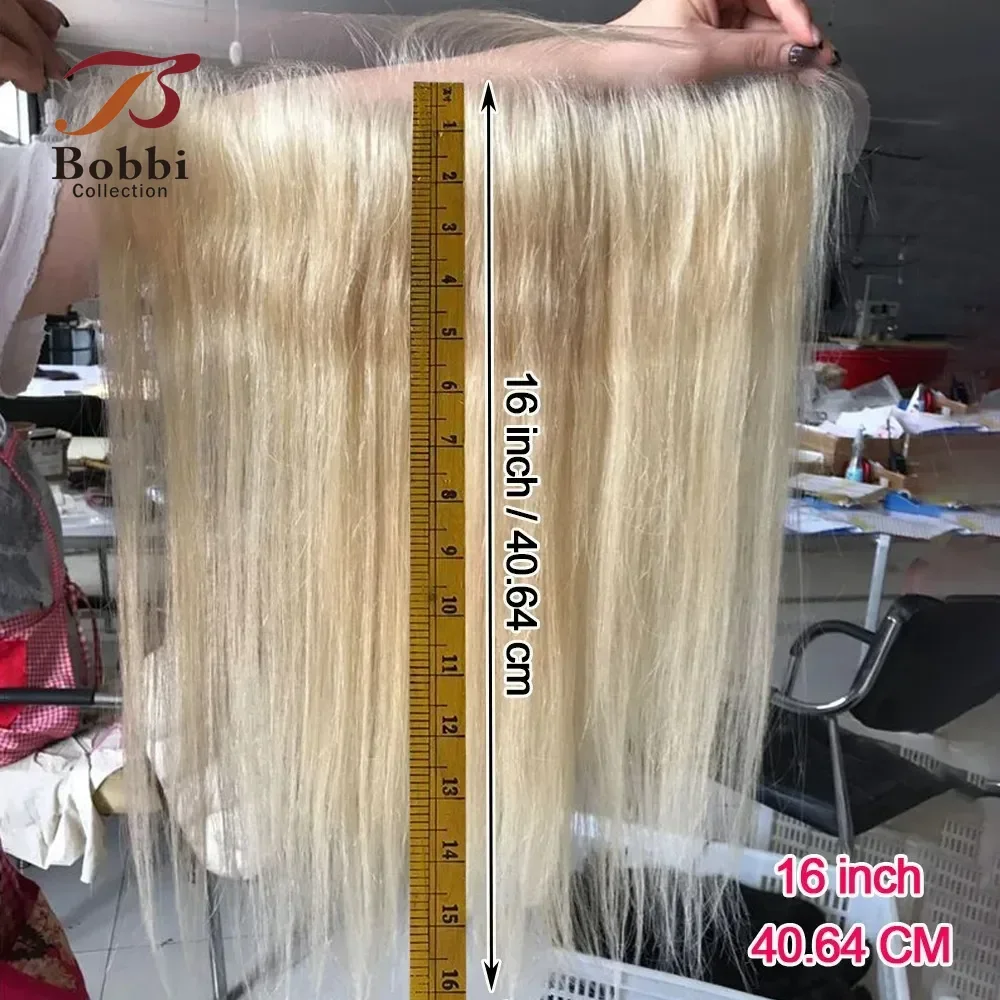 13x4 Lace Frontal Closure Straight 100% Human Hair Pre-Plucked Transparent Free Part #613 Blonde BOBBI