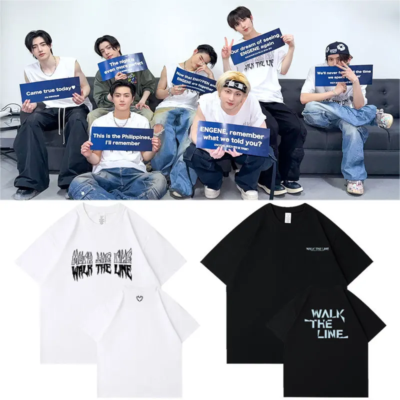 Kpop 2025 World Tour WALK THE LINE T-Shirt Fashion Letter