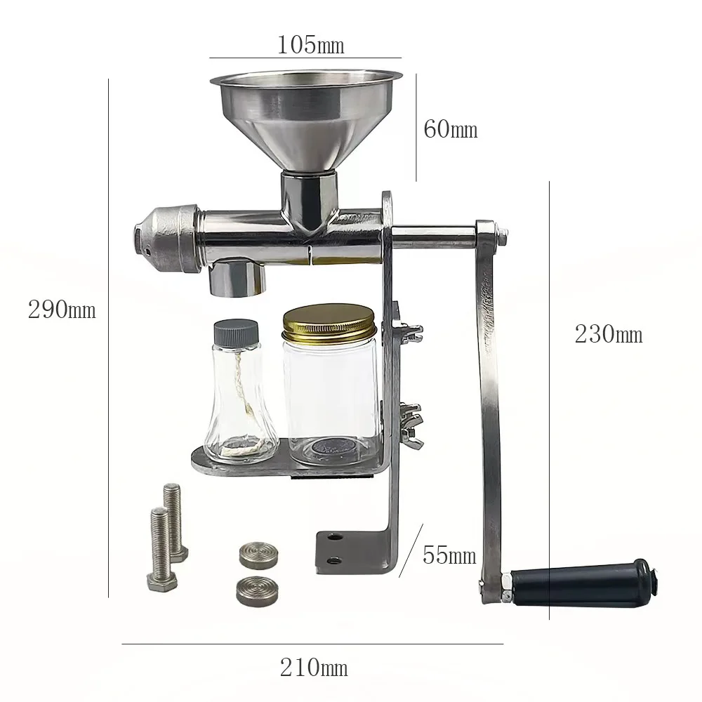 Manual Oil Press Machine Stainless Steel Cold Hot Press Oil Maker for Nuts Seed Home Oil Presser Maker Machine 3