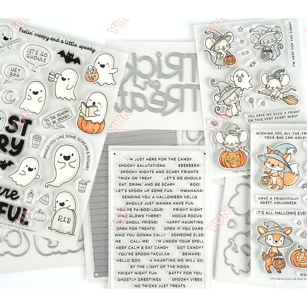 Nuts for Fall Apple Farm Spooks Halloween Word Strips Trick or Treat Die Mice Cut Dies and Stamp DIY Scrapbooking Cards Handmade