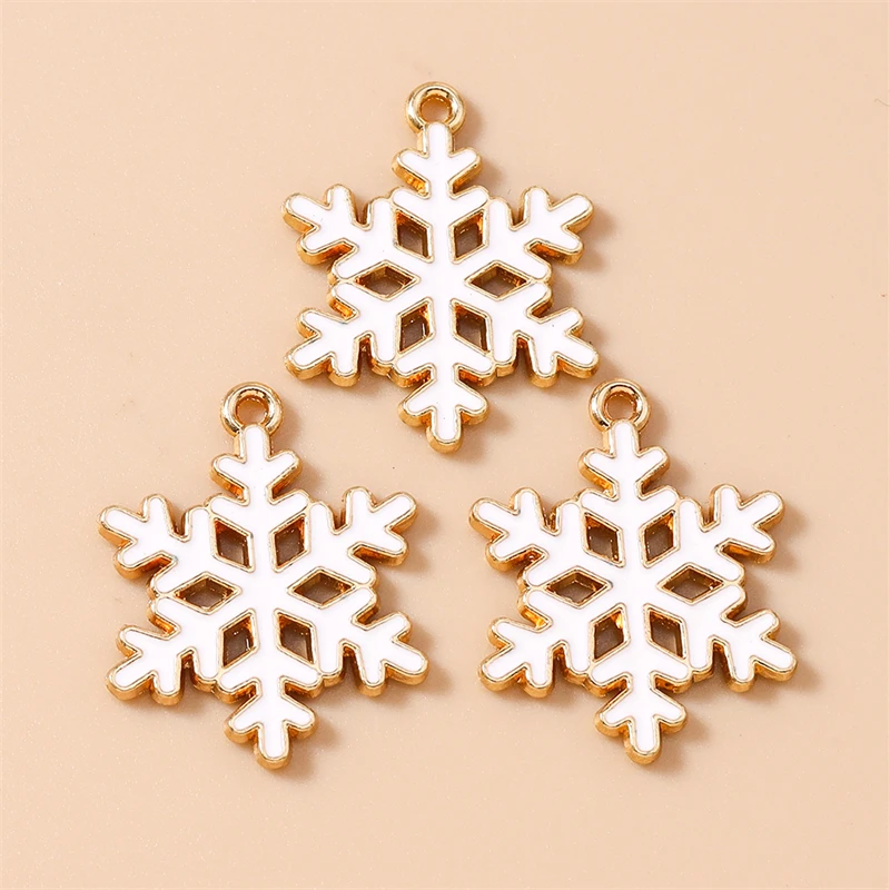 20 Stück 19 x 24 mm niedliche Emaille-Weihnachtsschneeflocken-Charms-Anhänger für Schmuckherstellung, Halsketten, Ohrringe, Armbänder, DIY-Bastelbedarf – Detail 9
