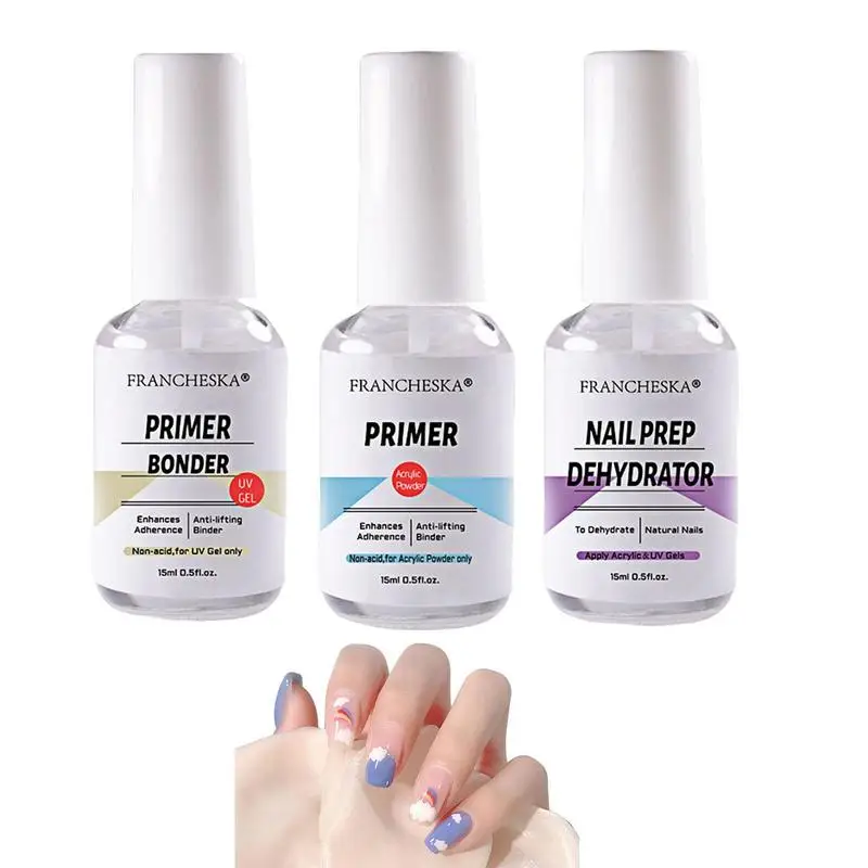 3pcs45mlNailDehydratorAndNailPrimerBonderNailProteinBond