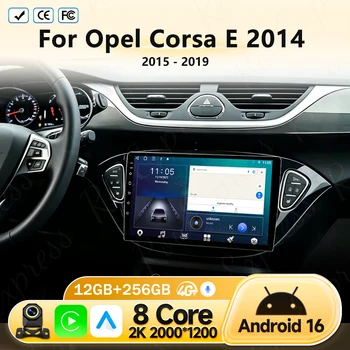 Radio de coche Carplay 2 Din Android 16, Audio Multimedia para Opel Corsa E 2014 2015 - 2019, GPS, Navegación, Autoestéreo, Monitor, BT, WIFI 1
