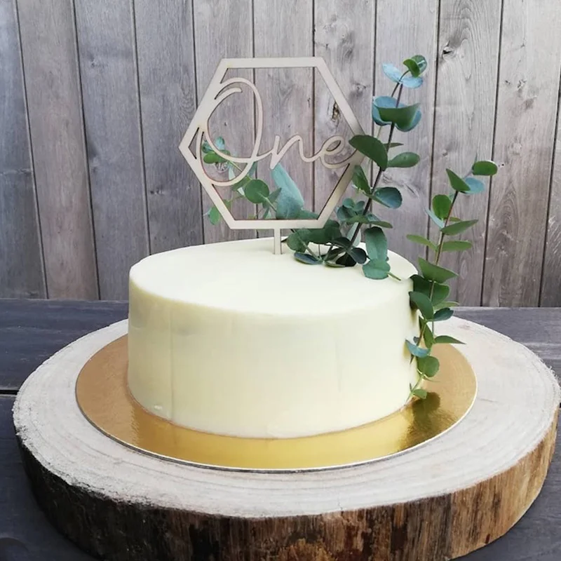 Décoration de gâteau en bois pour premier anniversaire, numéro de