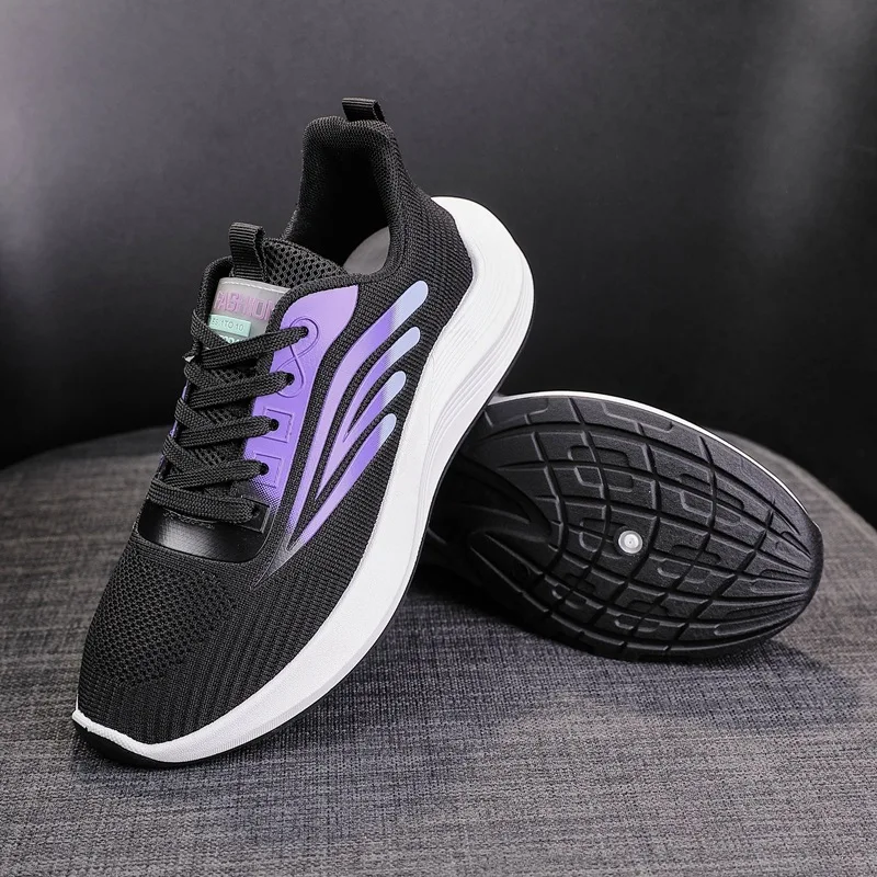 Women Casual Shoes Fashion Sneakers Lace Up Mesh Breathable Outdoor Walking White Shoes Woman Non-slip Thick Sole Tennis Shoes