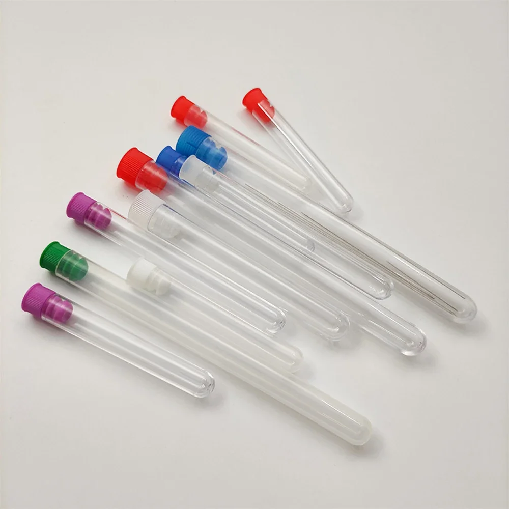 Round Sewing Needle Storage Tube Clear Plastic Bead Pins Bottle Button Sequins Container Box Case Holder Embroidery Felting 5pcs