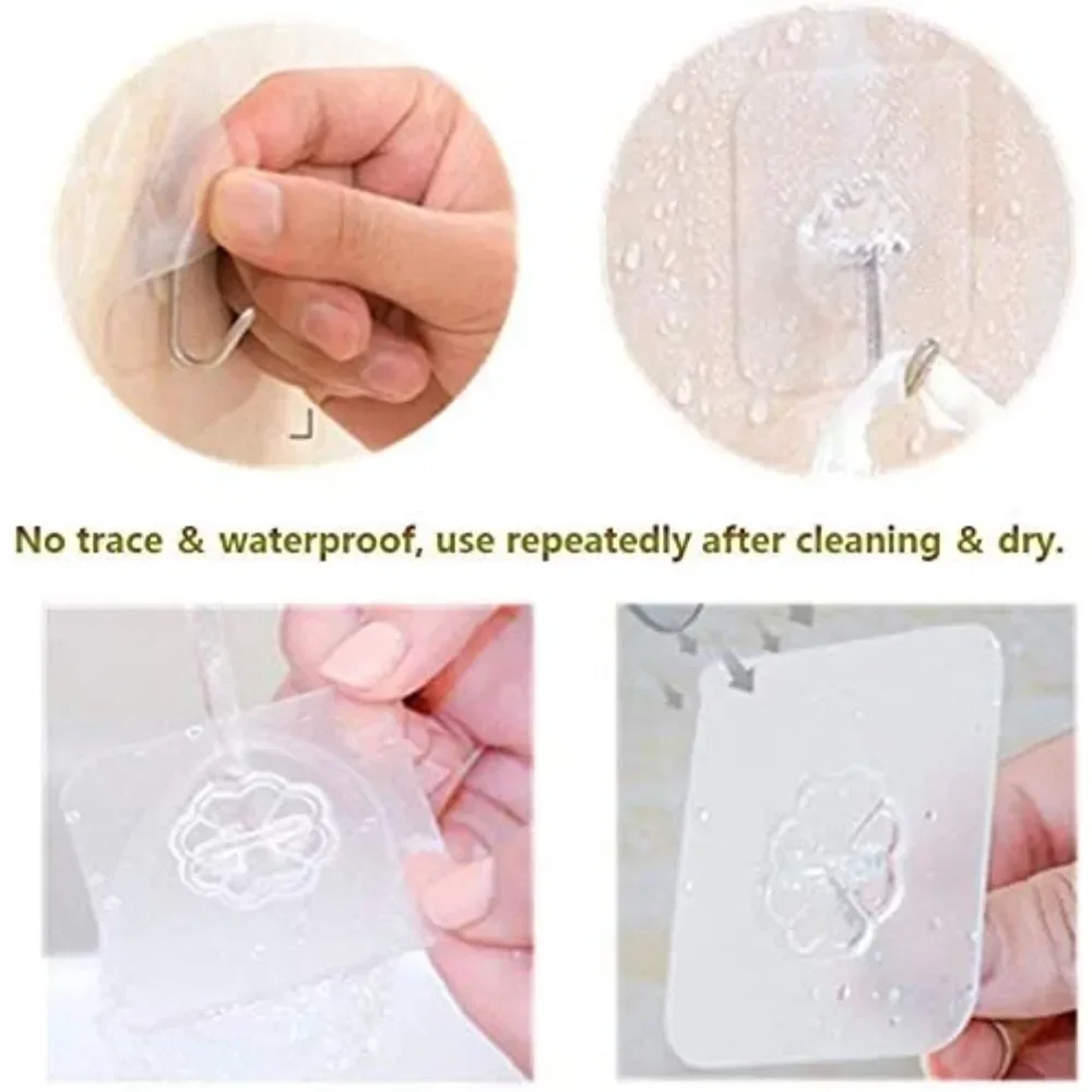 Transparent Hooks in The Bathroom Non-perforated Wall Hooks Sturdy Self-adhesive Hangers Home Accessories 2