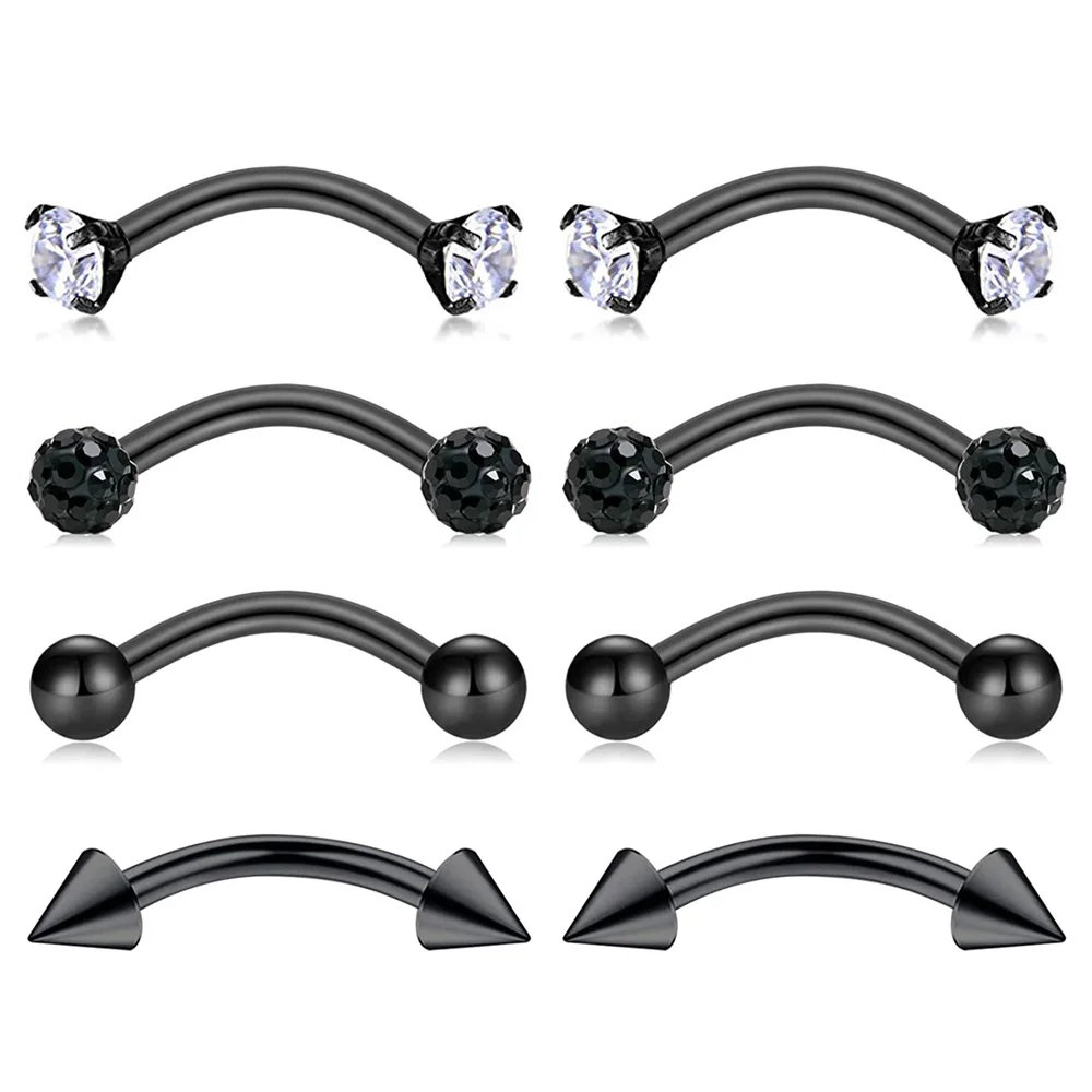 

Женские и мужские серьги-гвоздики 16G, бриллиантовые кольца для женщин и мужчин, 6 мм, 8 мм, 10 мм, черные