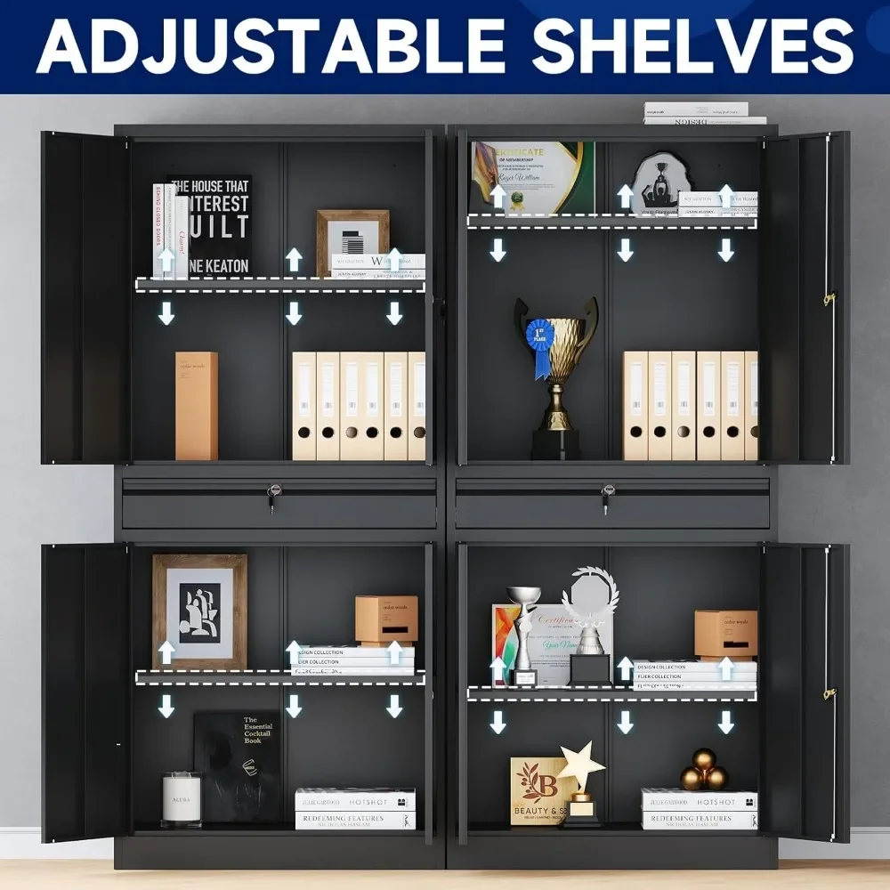 Metal Garage Storage Cabinet with Locking Doors and Adjustable Shelves, Tool Storage Cabinet with 1 Drawer - 71" 3