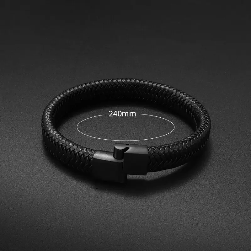 Vintage Handwoven Black Leather Bracelet With High Quality Metal Buckle Suitable for Men's Personalized Charm Wristband Jewelry bracelet jewelry