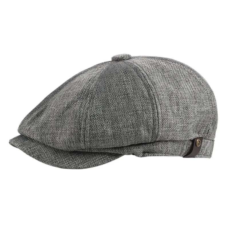 

Octagonal Cap Men's Spring And Summer Thin Breathable Linen Peaked Cap Men's British Retro Casual Beret Children