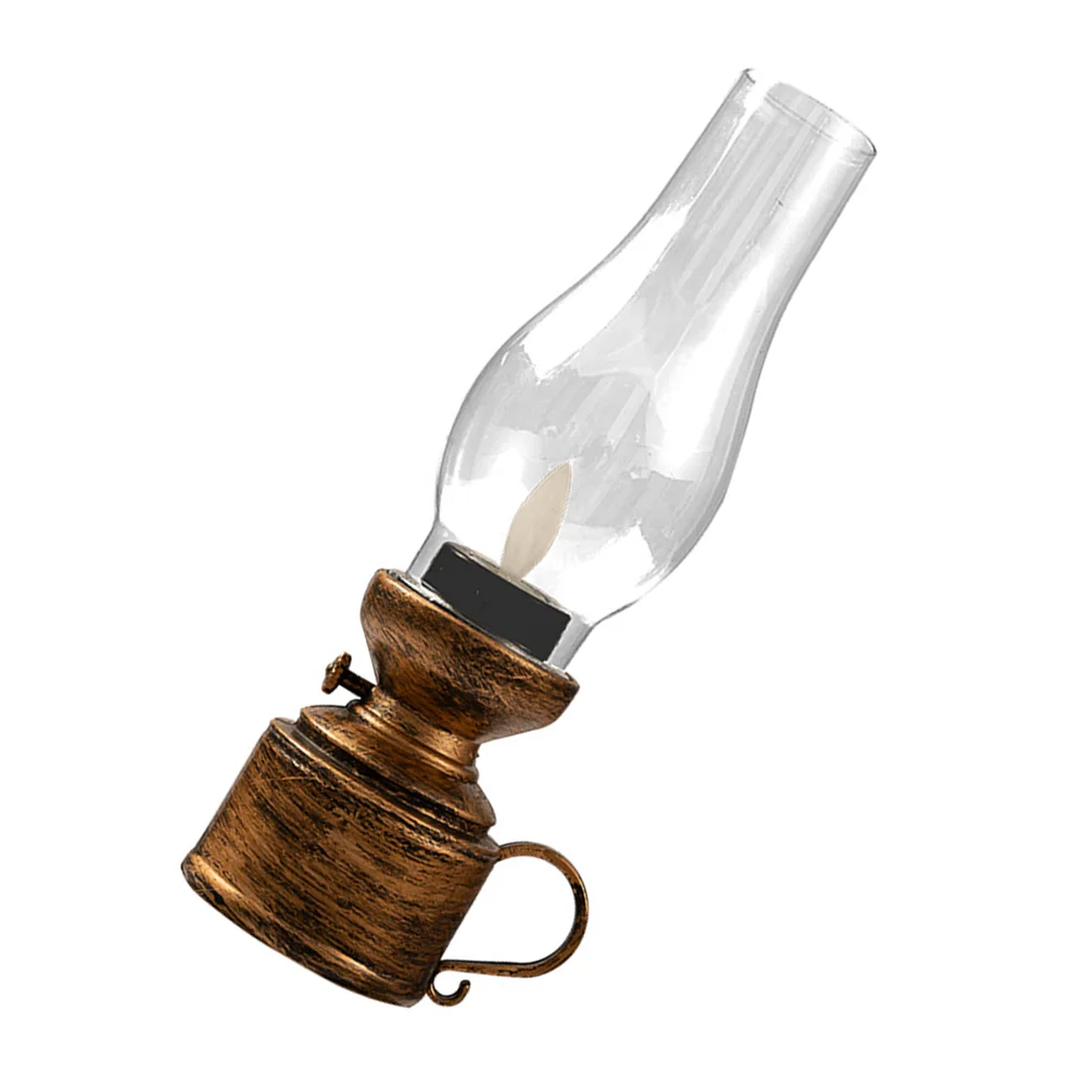 

Electronic Kerosene Lamp Decorative Oil Lantern Glass Shade Plastic Component Office Candles Ir