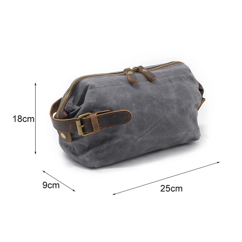 Canvas And Leather Men Toiletry Bag Water-resistant Dopp Kit For Travel Large Capacity Toiletries Bag Kit Functional Travel Bag 6