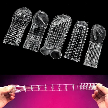 5 Pcs Silicone Penis Case Covers Lengthen Delay Sex Products Finger Cock Ring Set Adult Sex Condoms For Men Longer Lasting 4