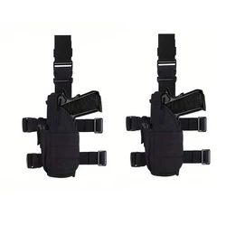 Enhanced Tactical Thigh Platform MOLLE Gun Holster for Outdoor Activities (Black - 2pc)