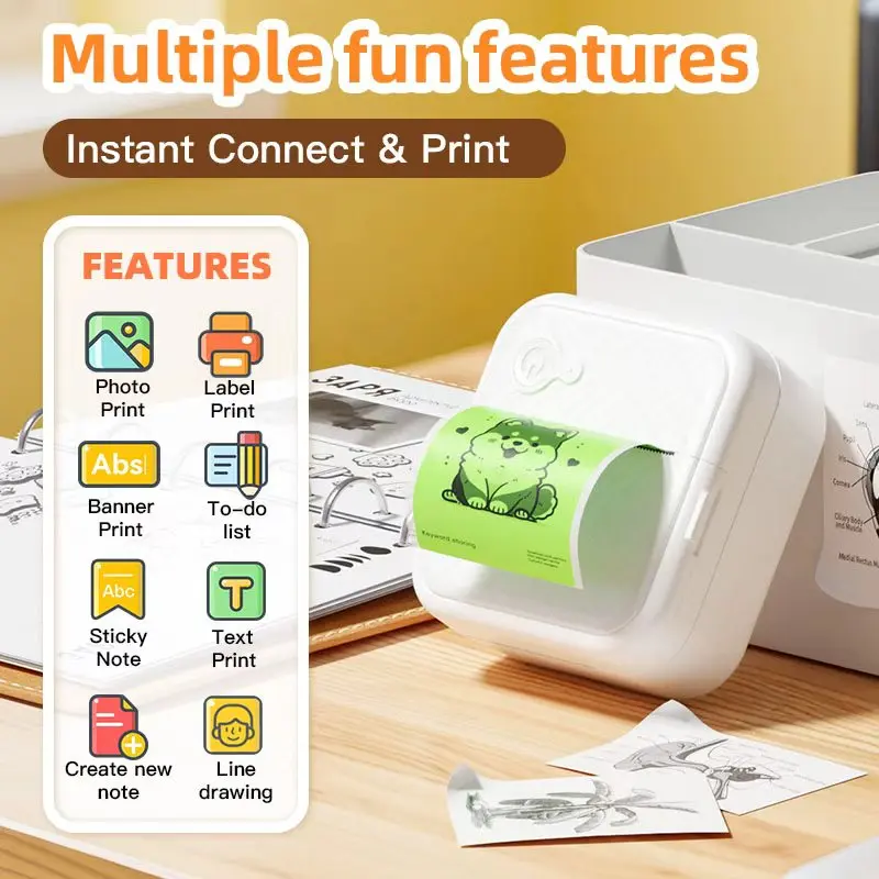 Dolewa D8 Tragbarer Thermodrucker für Etiketten, Papier und Fotos – ideal zum Bedrucken von Geschenken_voghion.com