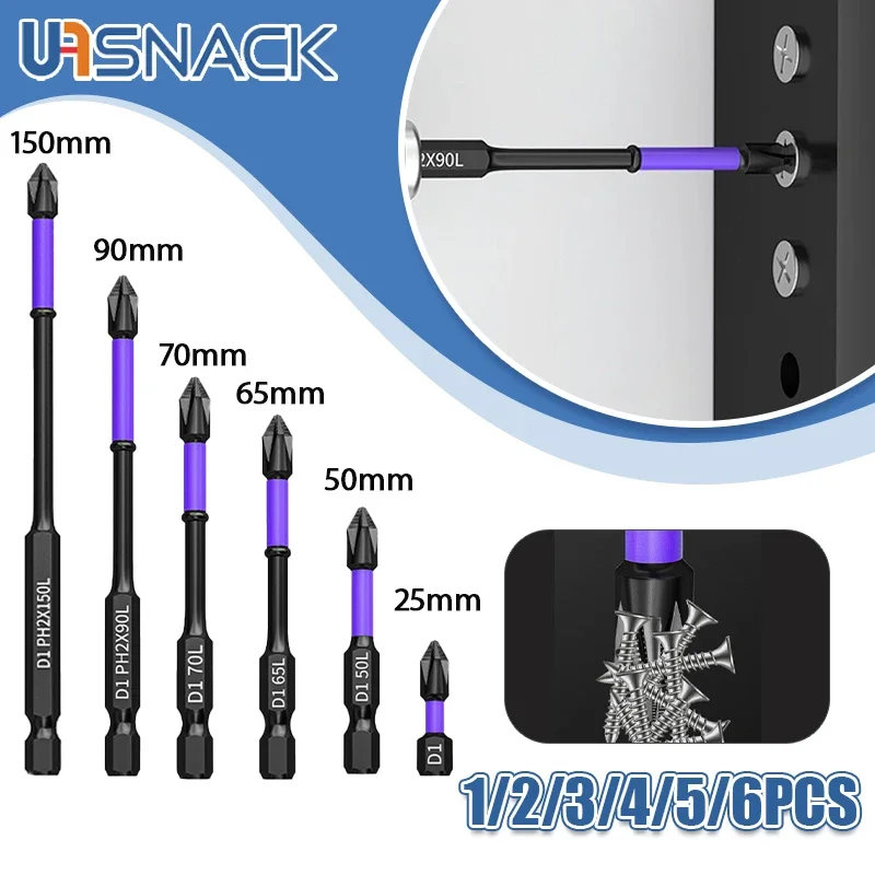 

Strong Magnetic D1 Anti-shock Batch Head High Hardness Non-Slip Impact Bits Cross Screwdriver 25/50/65/70/90mm Screwdriver Set