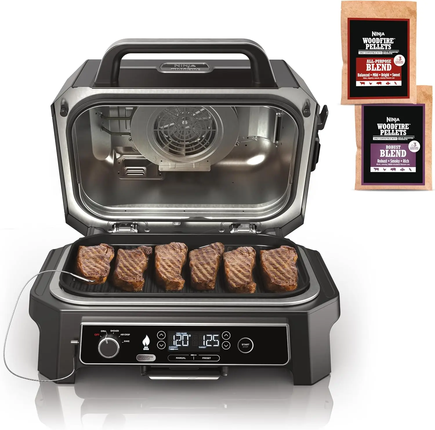 XL Outdoor Grill & Smoker, Thermometer, 4-in-1 Master Grill, BBQ Smoker, Outdoor Air Fryer, Bake, Portable
