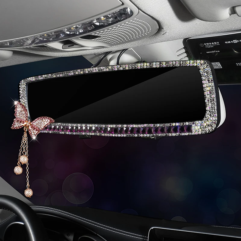 Car Rearview Mirror Cover Auto Rhinestone Case Rear Mirrors Car Rear Decoration Bling Accessories for Woman rearview mirror cover