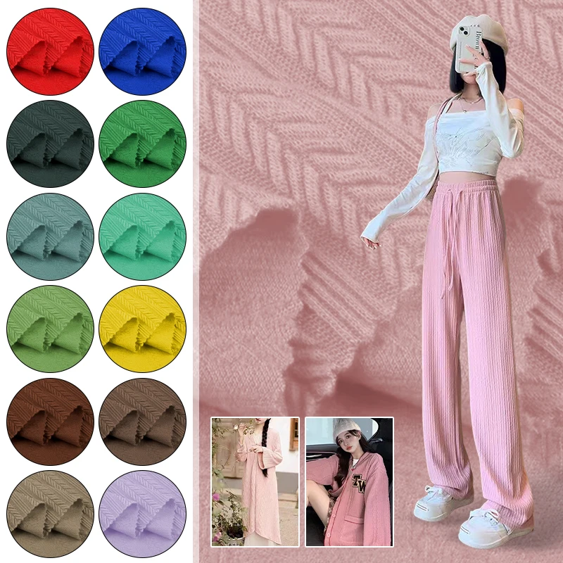 Elastic Knitted Jacquard Fabric for DIY Sewing Projects - 100x160cm Woven Texture Stretch Fabric