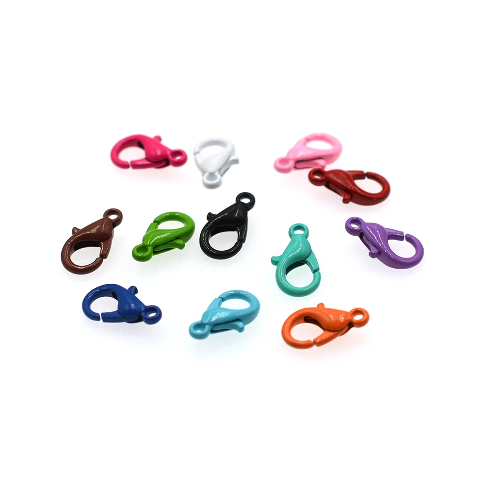 50 unids/lote de ganchos con cierre de langosta Multicolor, chapados en oro y plata, accesorios para hacer joyas DIY, suministros para pulseras y collares, 12x6mm