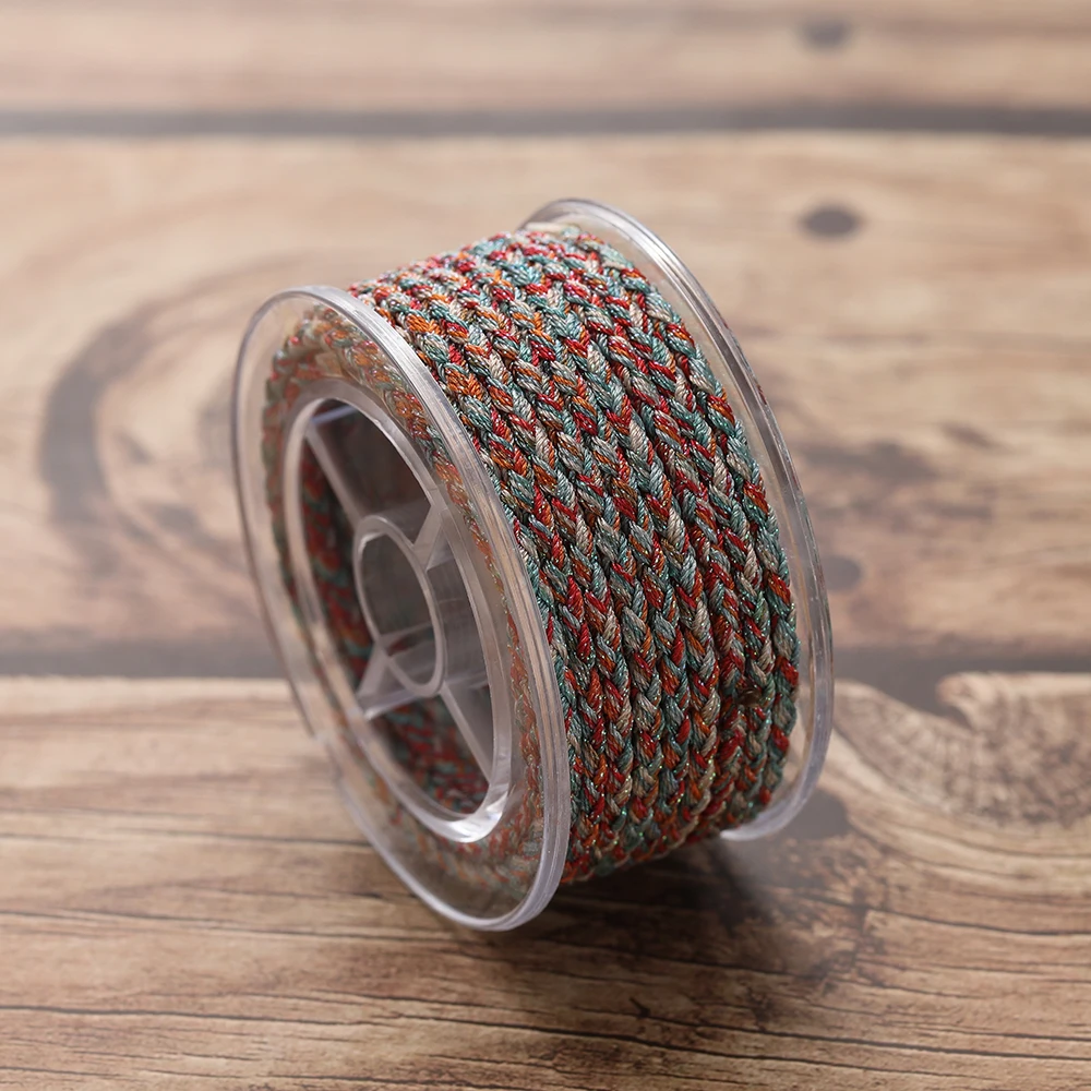 Colorful Braided Polyester Thread Roll – 4m, 3.5mm Diameter – 11 Styles for DIY Jewelry & Crafting