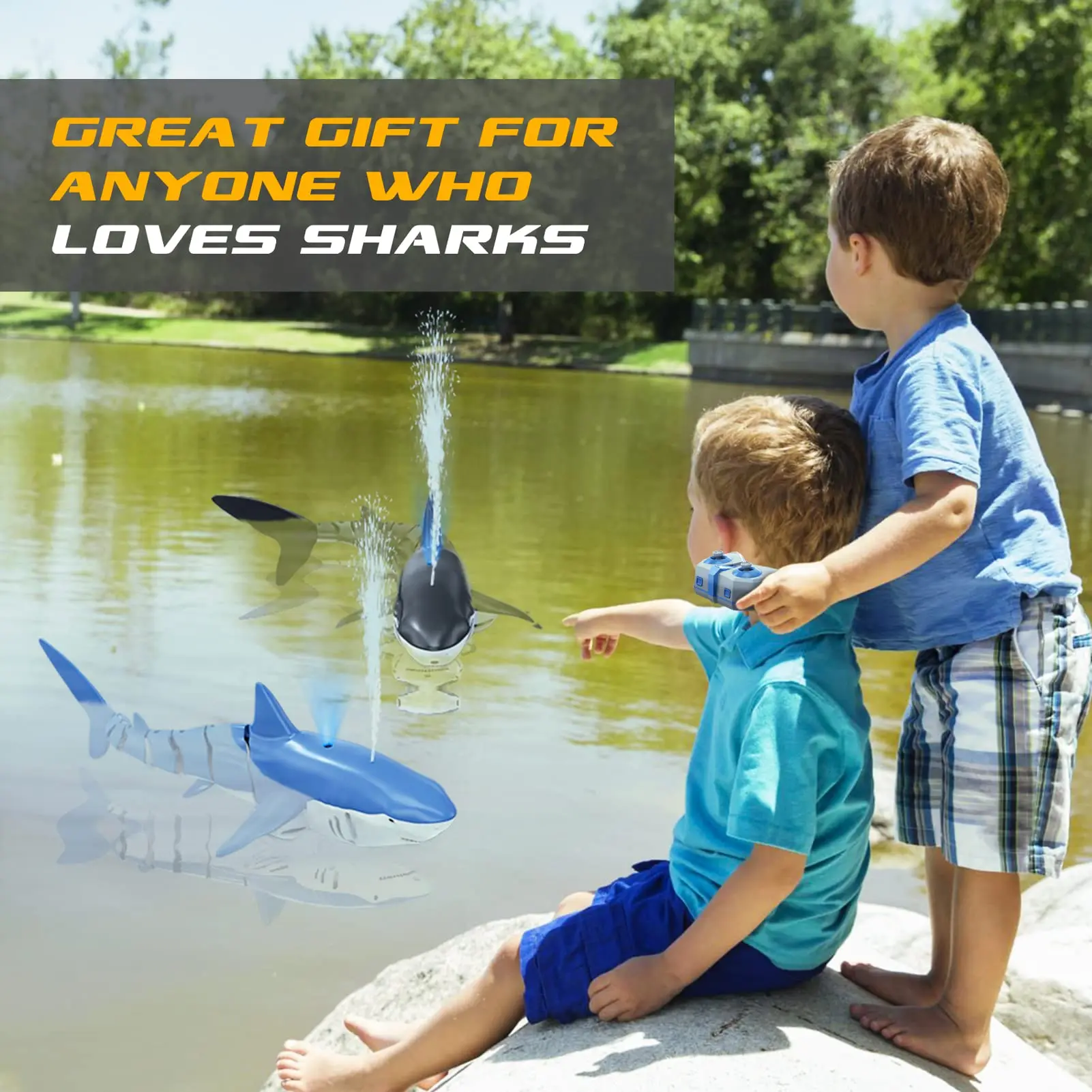 Smart Rc Shark whale Spray Water Toy Remote Controlled Boat ship Submarine Robots Fish Electric Toys for Kids Boys baby Children 4