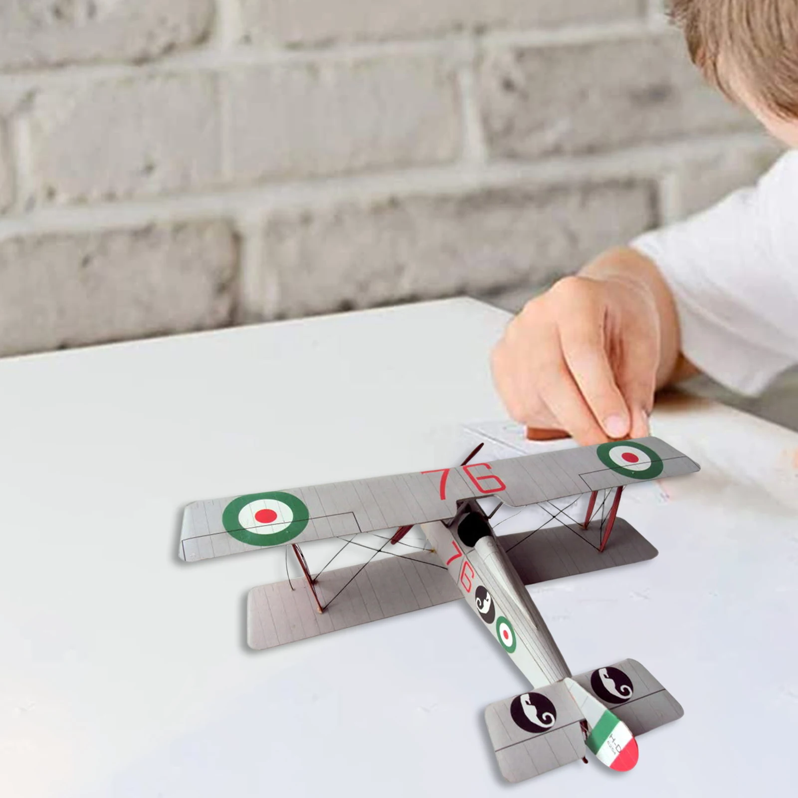 1:33 Scale Building Blocks Arts Crafts Brain Teaser Puzzle Biplane Fighter DIY Assemble Toys for Adults Kids Boys Home Ornaments