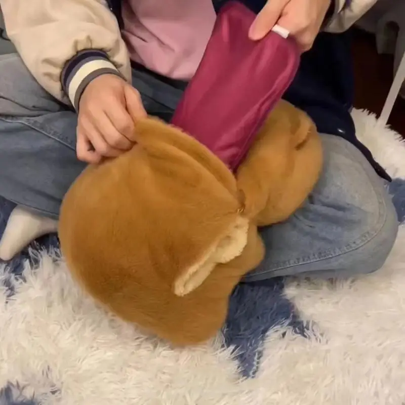 Portable Hand Warmer Capybara Hot Water Bottle Plush Toy Winter Large Warm Bottle Plush Pillow Doll With Hand Filling Pouch Cartoon Hand Warmer Bag