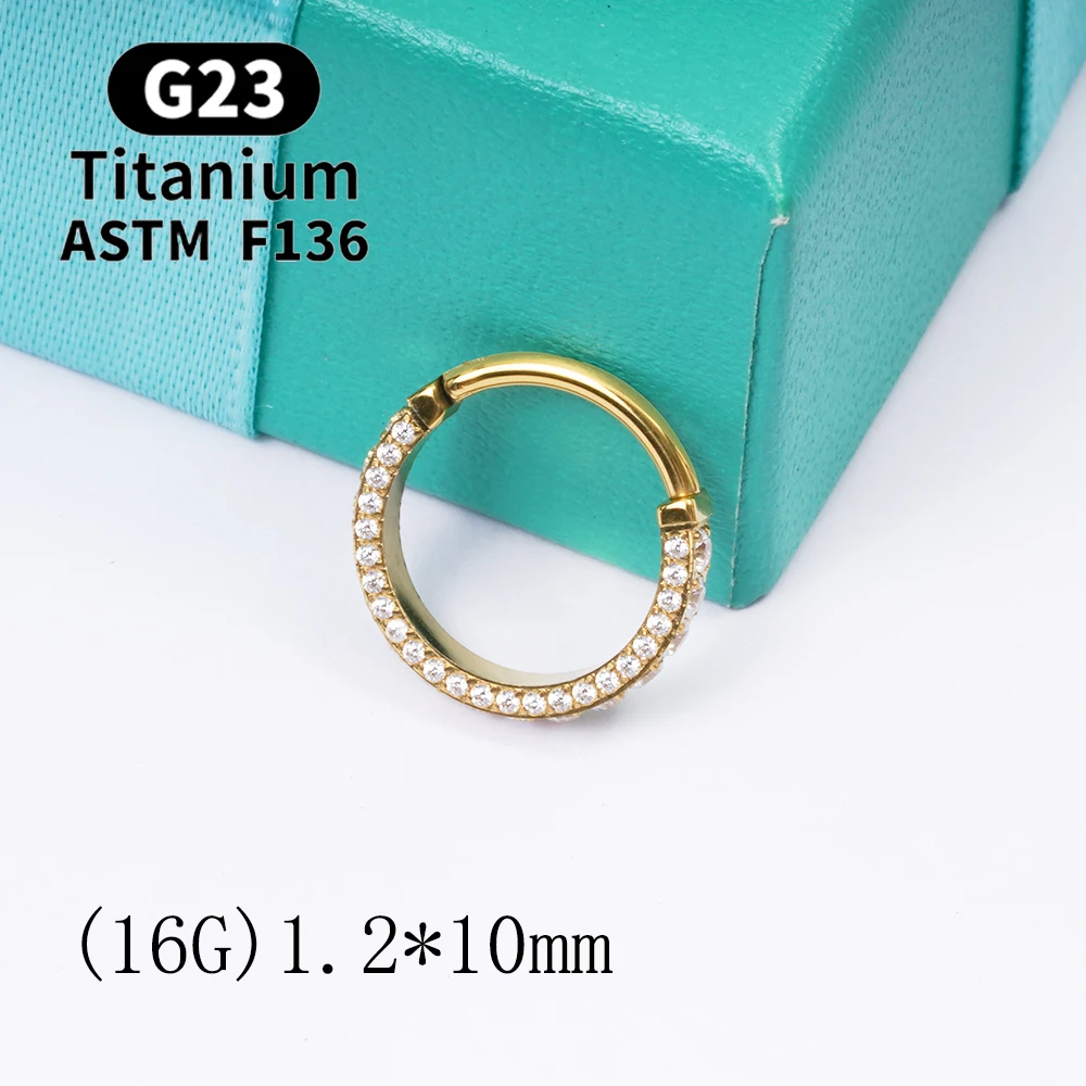 Piercing Nose G23 Titanium Hoop Earrings For Women Luxury Zircon Body Jewelry ASTM-F136 Gift Nose Ring