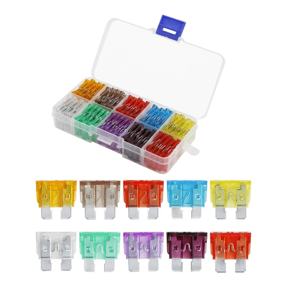 Car Fuses Kit 100 Pcs Standard Fuses Assortment Standard Size Automotive Blade Fuse for RV Car Truck Marine Boat