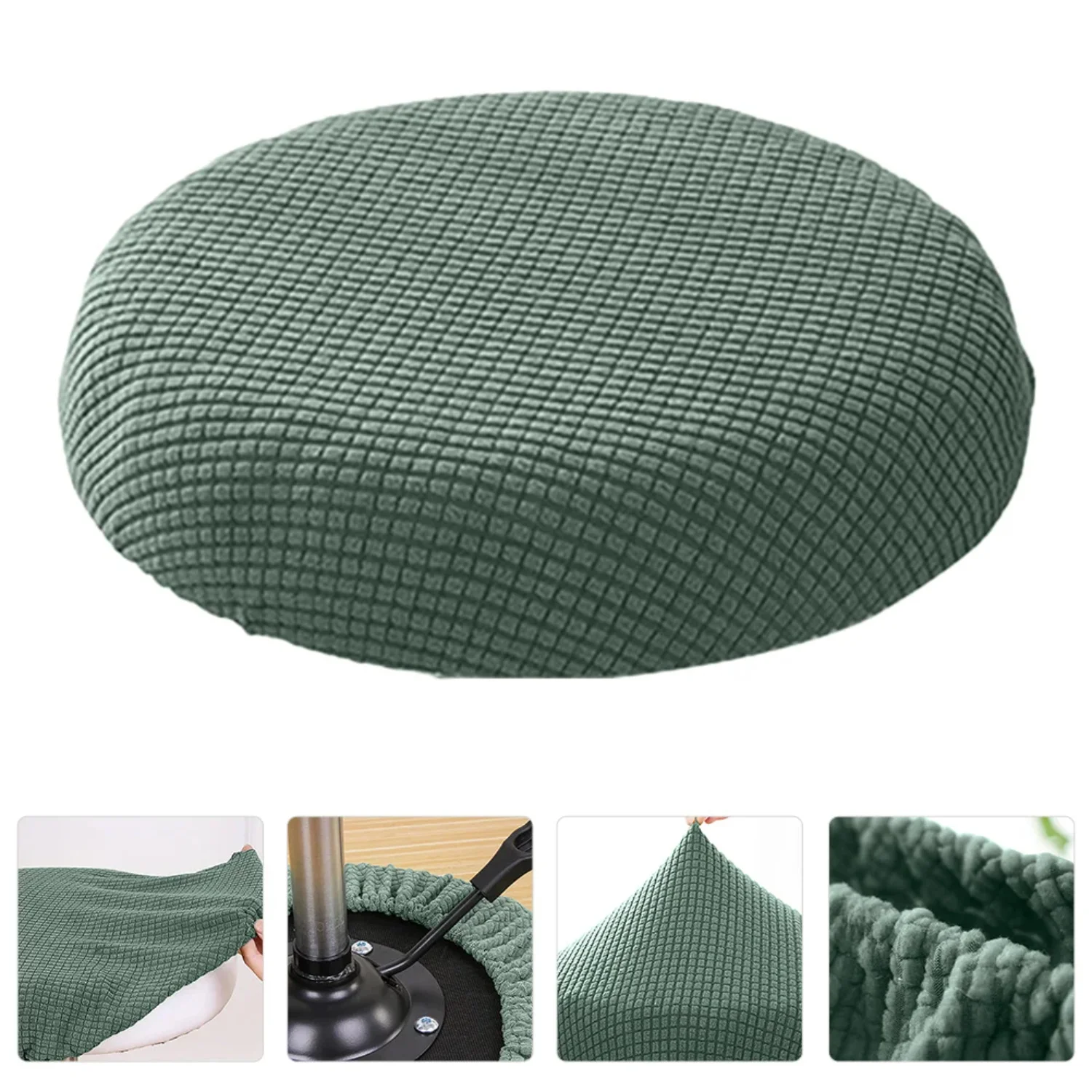 Round Stool Covers Washable Seat Cover Stool Covers Cushion Slipcover Elastic Bands Wooden Metal Swivel Chair