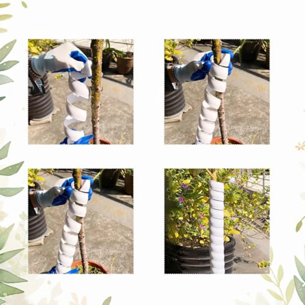 나무를 동물과 환경 손상으로부터 보호하는 나선형 디자인의 플라스틱 랩이 포함된 나무 줄기 보호대 9개