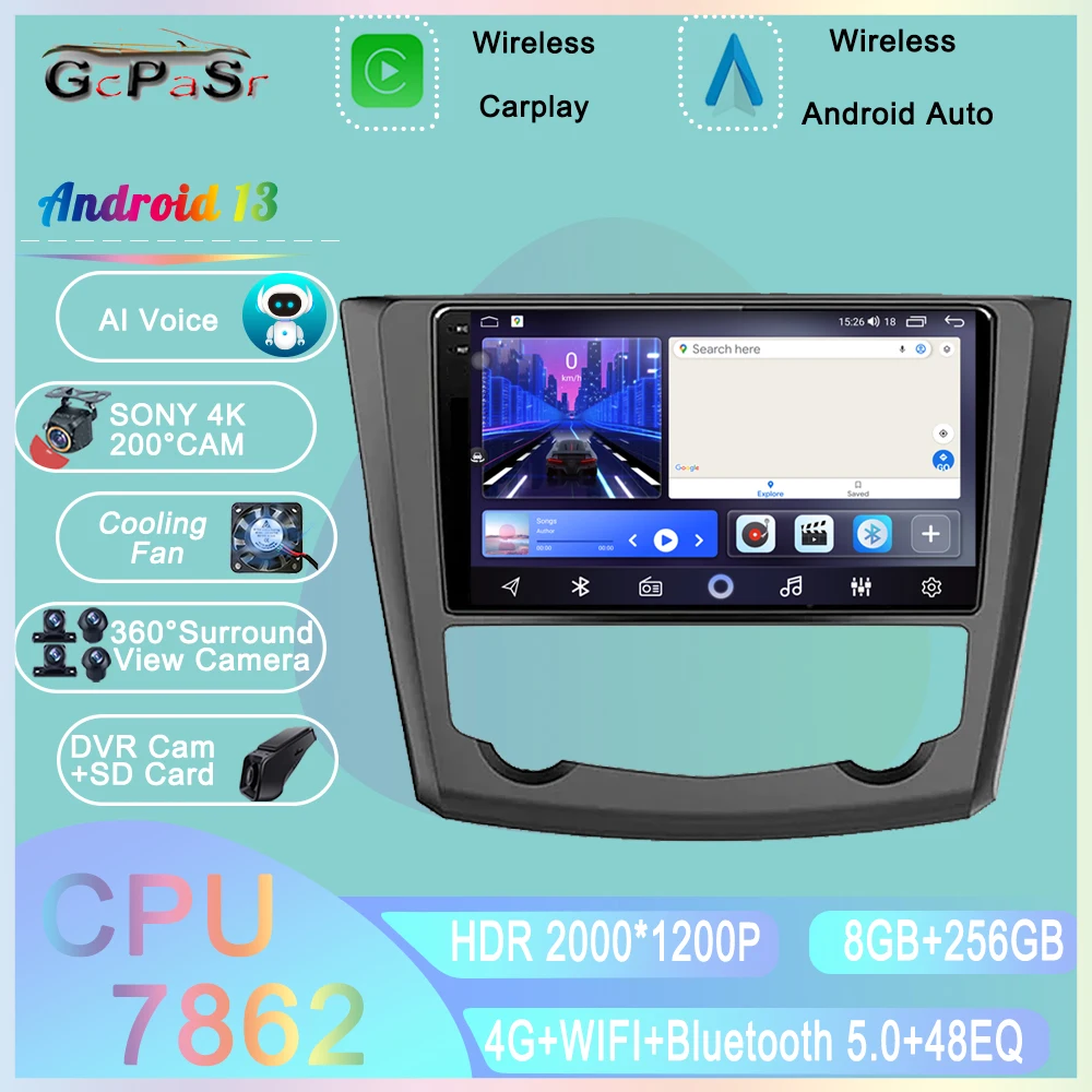 

Android 13 For Renault Kadjar 2015 - 2019 Car Radio Multimedia Player GPS Stereo head unit Navigation QLED 5G WiFi No 2Din DVD